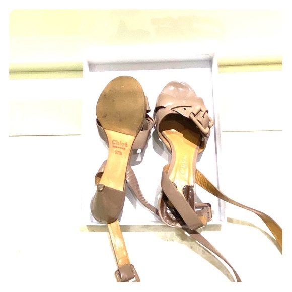CHLOÉ 26S LACE-UP HEELS 60 MM IN NUDE PINK CALFSKIN